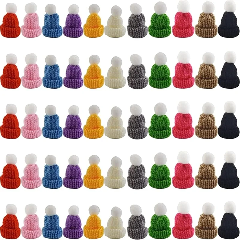 ZOSIGN 55 Piezas Mini Gorros de Navidad de Punto, Mini Gorro de Papá Noel, Mini Sombreros de Punto, para Manualidades DIY, Decoración de Navidad, Fiestas y Regalos — Ropa Navidad
