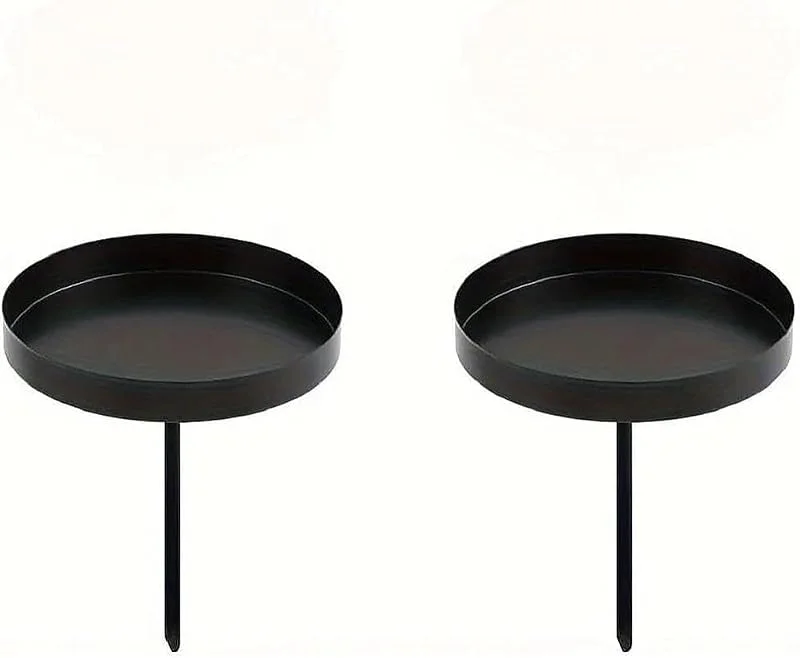 SERYUUT 2 portavelas de té, color negro, 10 cm de altura, 8 cm, portavelas de metal con base ancha como portavelas para velas LED, corona de Adviento, decoración de mesa, boda, Navidad — Adviento y mesa