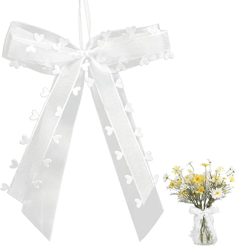 Leeelyan 20 PCS Lazos Blancos, Lazos Boda Blanco, Coche Lazo Blanco Regalo — Envoltorio regalo