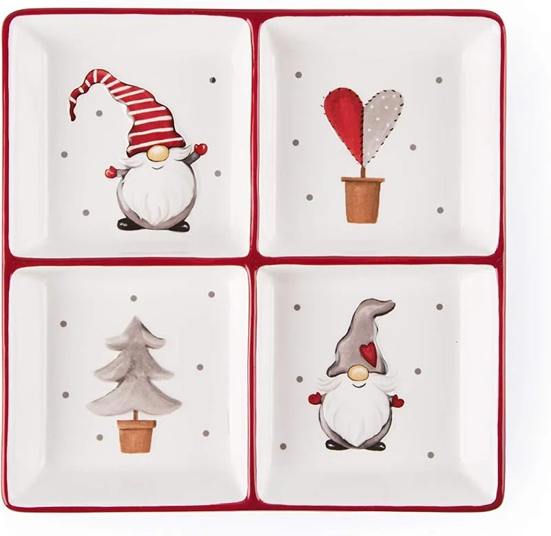 Visita la tienda de Excelsa Excelsa Plato de gnomo, 4 compartimentos, 20 x 20 cm — Adviento y mesa