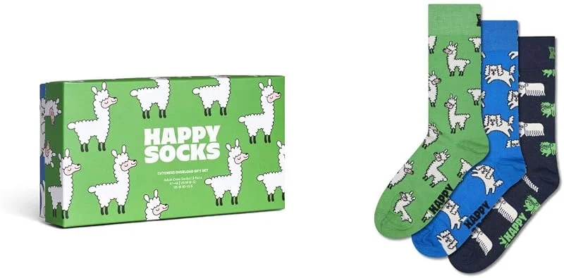 Visita la tienda de Happy Socks Happy Socks Calcetines altos con divertido estampado de animales para hombre y mujer, 36-40 y 41-46, llamas, leopardo, flamenco — Decoracion Navidad