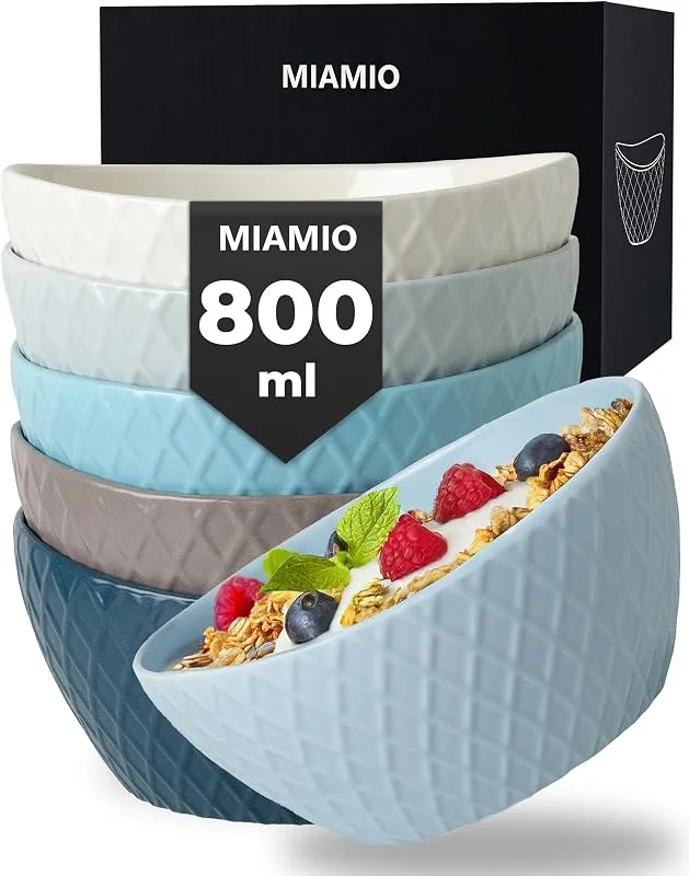 Visita la tienda de MIAMIO MIAMIO - set de 6 cuencos cerámicos 800 ml Palmanova (Azul) para cocina — Adviento y mesa