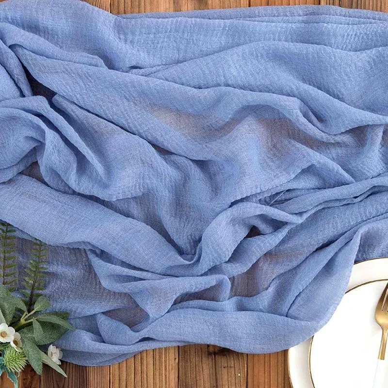 Visita la tienda de AOKSUNOVA AOKSUNOVA Camino de Mesa de Muselina Azul, 3 m x 80 cm — Hogar y cocina