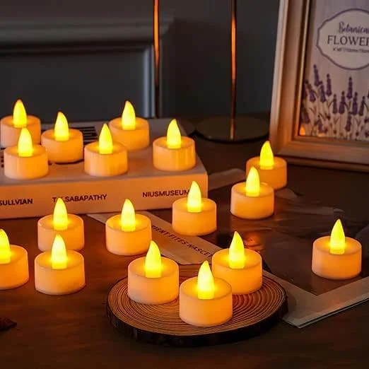 VERVENIX Velas LED de té ( 2) – Luces decorativas sin llama y sin humo que funcionan con pilas para Diwali, templo del hogar, Pooja y decoraciones navideñas — Cena a la luz de velas