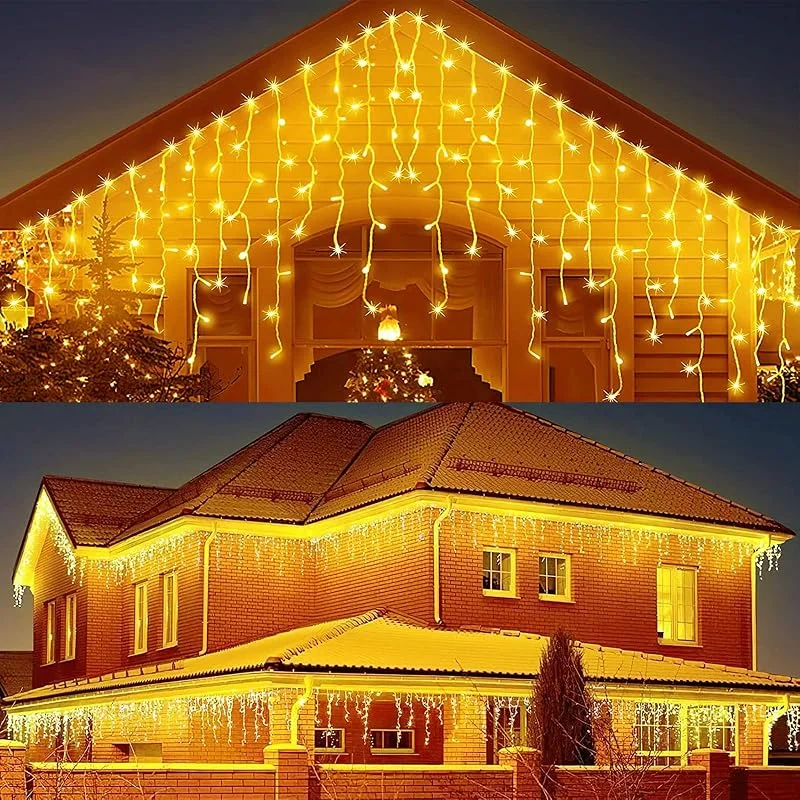 JIMACRO Guirnaldas Luces Exterior Solar, 16pcsx0.8M 128 LED Luces de Hadas de Cortina, 3M Impermeables Guirnalda Luces de Decoración Solar, 8 Modos de LED Hada Solare Cortina Luces Navidad Exterior