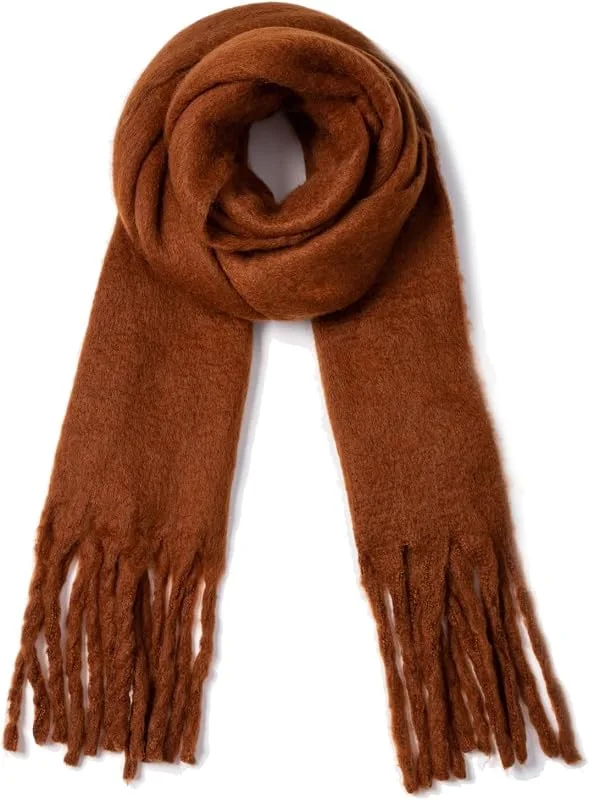 HUVZOR Bufanda Mujer Invierno Pasminas Regalos Navidad Chal Bufandas para Mujer Grande Larga（Marrón） — Ropa Navidad