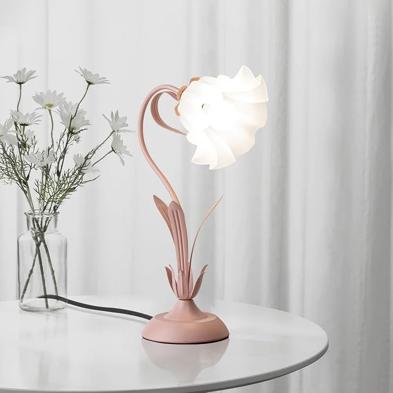 minifair Rosa Lamparas De Mesita De Noche, IluminacióN De Tres Tonos Lampara Escritorio Pantalla AcríLica Con Lirio Del Valle, Lampara De Mesa Perfecto Para Chica Dormitorio, Cabecera, Estudio, Regalo — Cena a la luz de velas
