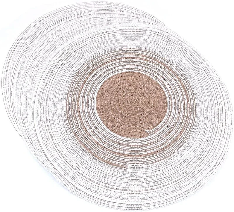 Alnicov Juego de 4 Salvamanteles Individuales Redondos, Bajoplatos de Mesa, de Ratán Tejido de Algodón, Antideslizantes, Lavables para Comedor, Vacaciones, Navidad, Cocina, 36 cm (Café Degradado) — Hogar y cocina