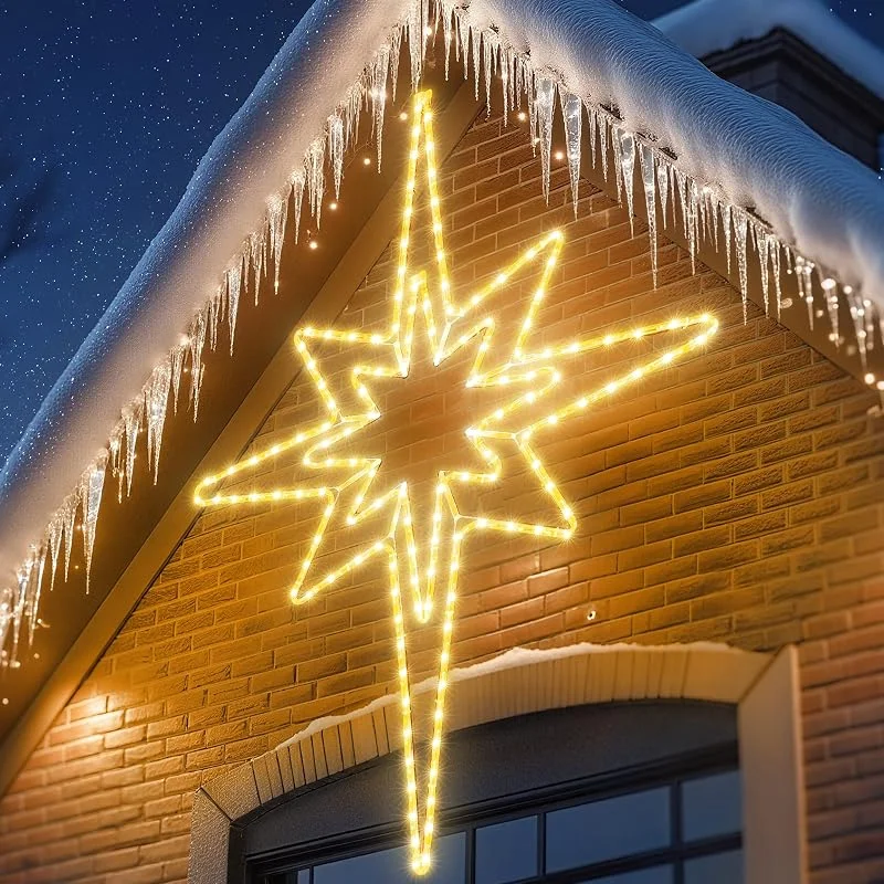 Visita la tienda de Joomer Joomer Luces de Navidad Estrellas con Adaptador 141LED 1, 16M Blanco Cálido — Decoracion Navidad