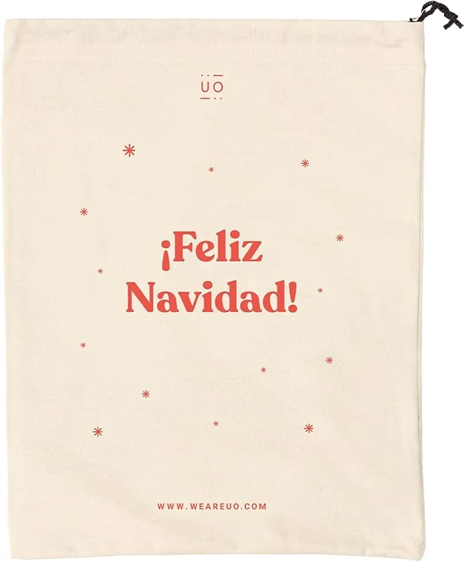 Visita la tienda de UO Bolsa tela regalo "Feliz Navidad", Algodón natural 100%, Tamaño 24 cm x 30 cm, Reutilizable, Ideal para envolver regalos, cierre con cordón. — Envoltorio regalo