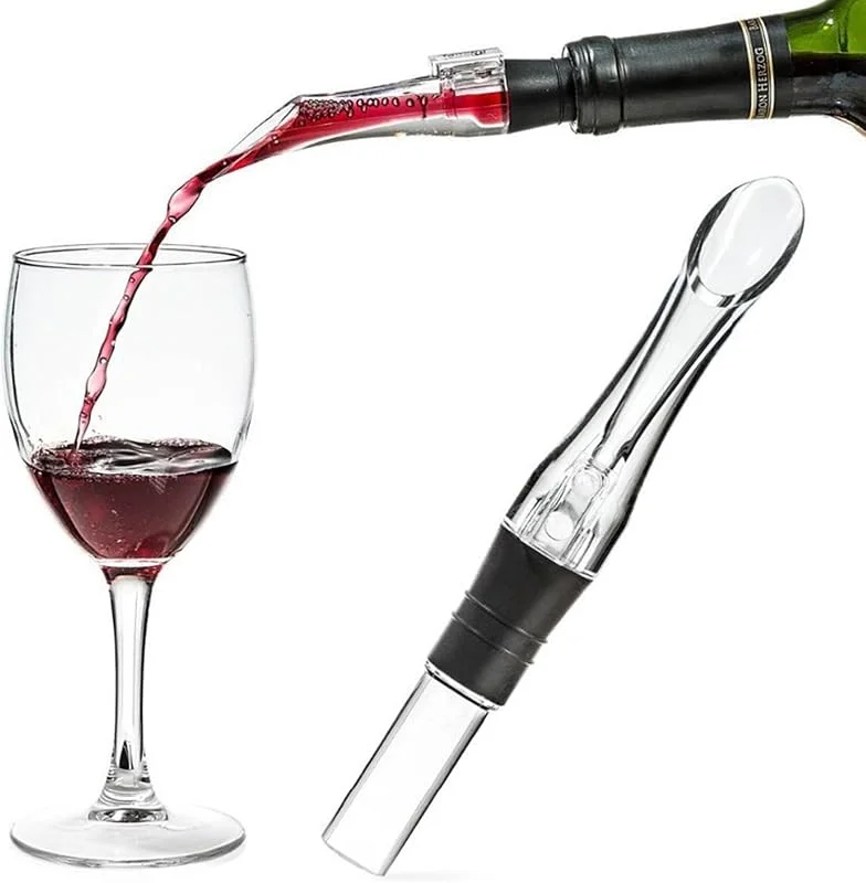 CALLYSONIC Decantador de vino tinto, vertedor de vino, decantador sin goteo, vertedor de botella, aireador de vino, decantador de vino, vertedor de vino, vertedor de vino, color negro — Vino y mesa festiva