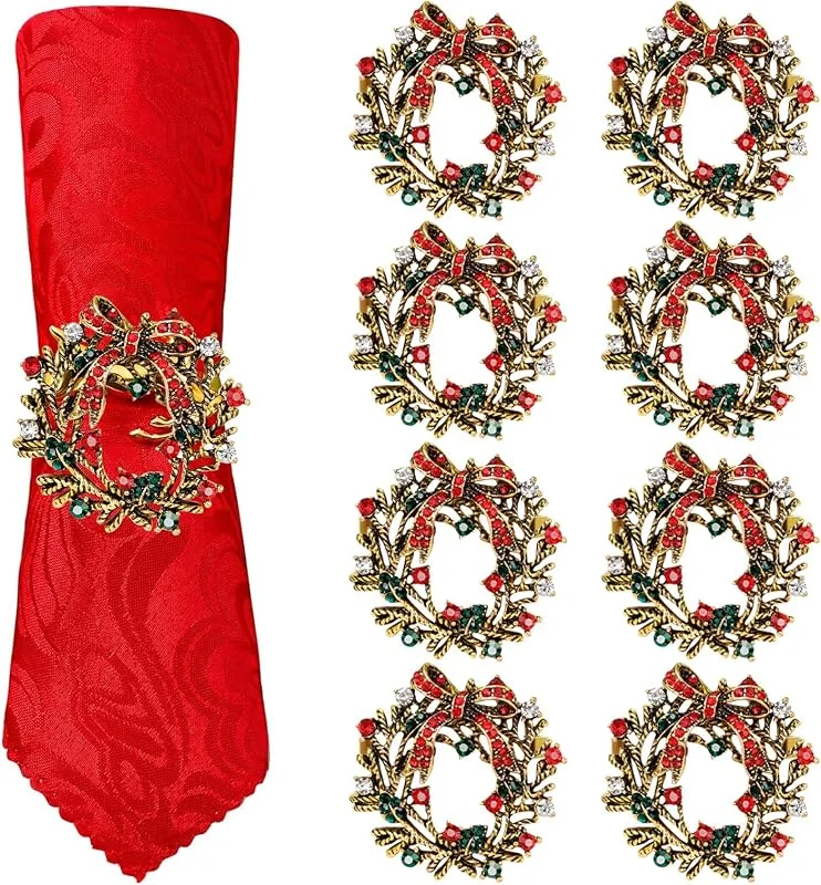 XIMEY Anillos de Servilleta de Metal, 8 Piezas Servilleteros Dorados, Hebillas de Servilleta Vintage para Fiesta de Navidad, Boda, Aniversario, Cena, Decoración de Mesa — Adviento y mesa