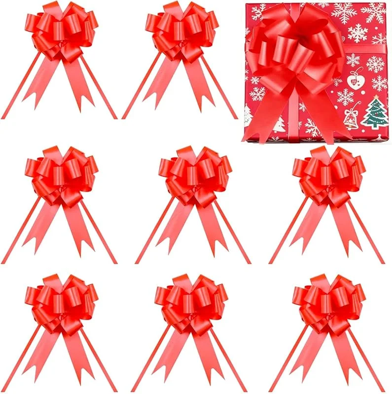 TULEBOLIAN 30PCS Lazos de Cinta de Regalo, Regalo Grandes, para Regalos de Lazos en Fiestas de Cumpleaños, Navidad, Bodas, Coches y Floristería, Rojo​ — Envoltorio regalo