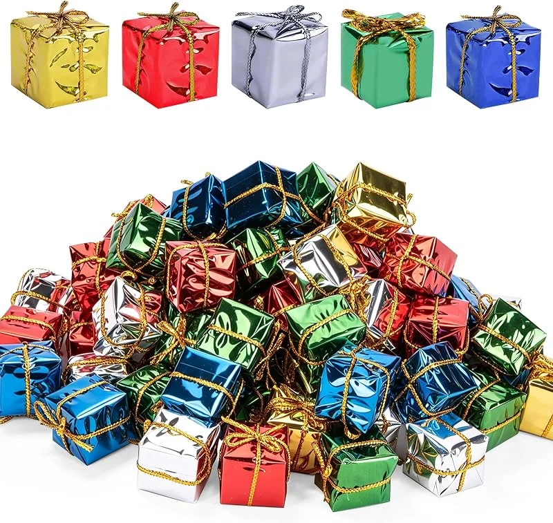 IHLOOTD 100 Piezas Mini Regalo Navidad, Mini Cajas de Regalo para Arbol de Navidad — Envoltorio regalo