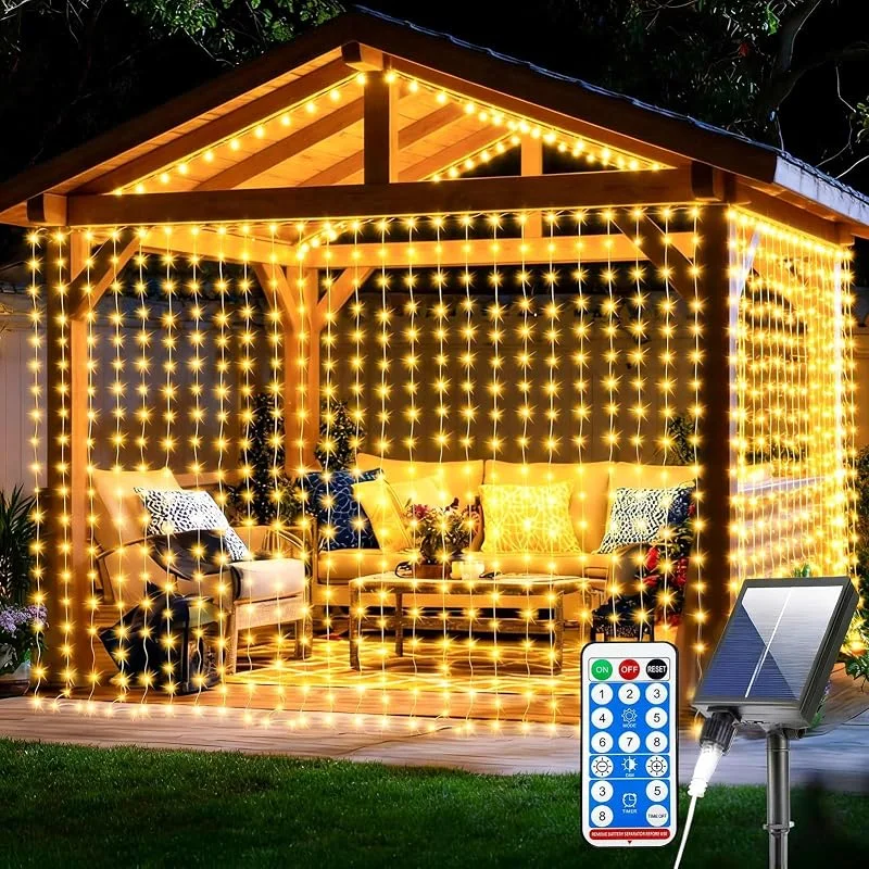 Visita la tienda de Joycome Joycome Luces Navidad Exterior Solares 300LED 3x3m Cortina de Luces Navidad