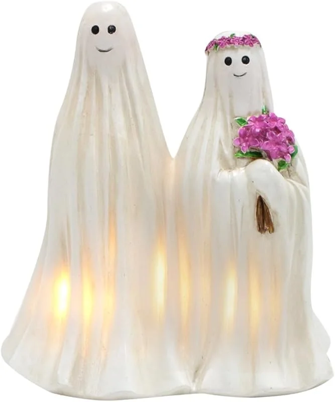 Generic Luz nocturna de resina para novia, decoración para casa, Halloween, como figura romántica de mesa con función luminosa diseño festivo (blanco, 9 5 9, 8 cm) — Cena a la luz de velas