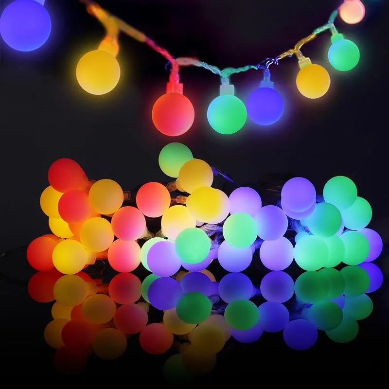 Visita la tienda de AGOTD AGOTD Guirnalda de 40 luces LED en forma de bola, 6 m, funciona con pilas, impermeable, multicolor, ideal para habitación, balcón, Navidad, fiesta, jardín — Luces Navidad