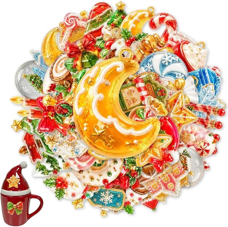 YKTOZU 50 Pegatinas Navidad, PET, transparente, Set — Envoltorio regalo
