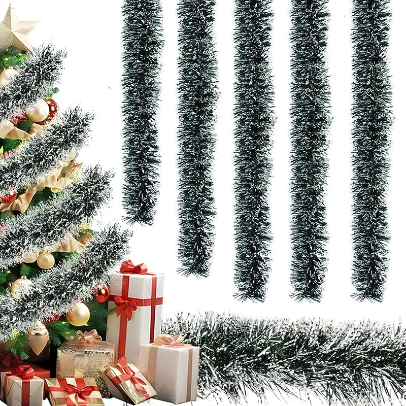DTXYBC 2m * 5pcs Guirnalda de Oropel de Nav-idad, Guirnalda N-avidad Metálicas, Oropel de Nav-idad Decoración Colgante, Adornos de Navida-d para el Arbol para Escaleras Paredes Ventanas Fiestas — Decoracion Navidad