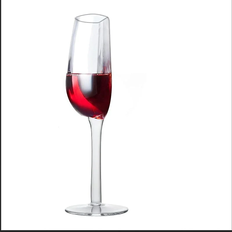 YILANJIN Copa de Vino Novedosa de 140 ml - Creativa y Transparente Con Tallo Largo para Aniversario, Boda, Fiesta — Vino y mesa festiva