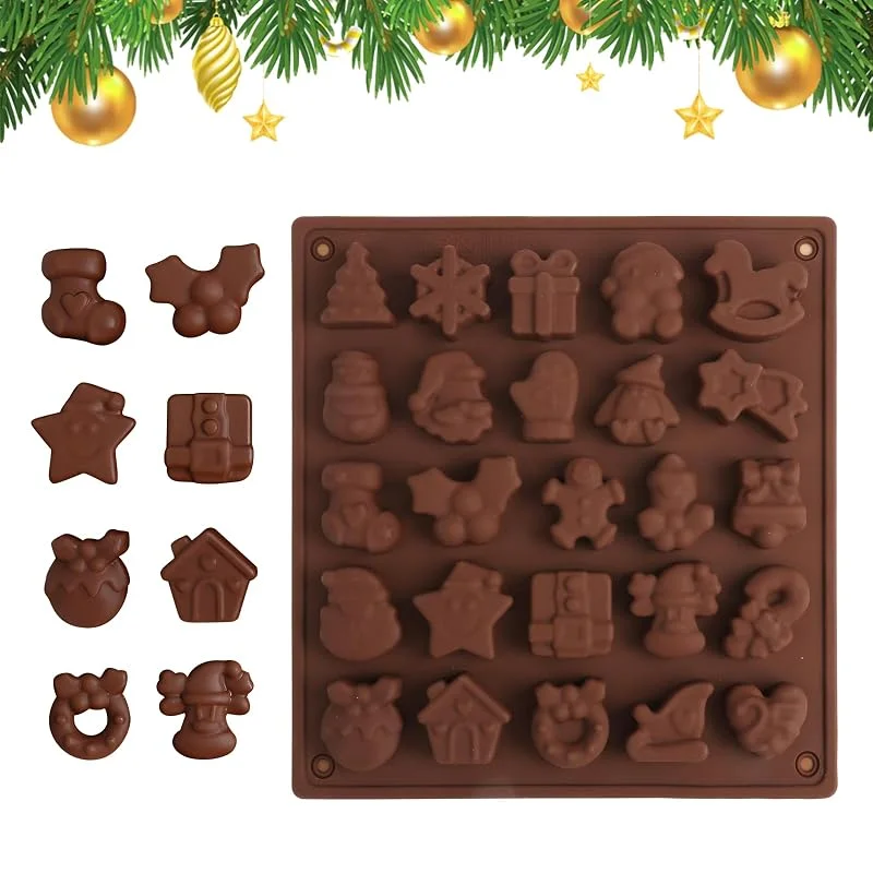 Homo Trends 1 paquete de moldes de chocolate de Navidad, moldes de silicona para árbol de Navidad, molde de gomitas de gelatina, para hornear, decoración de pasteles, bandeja de cubitos de hielo de Navidad, molde — Hogar y cocina