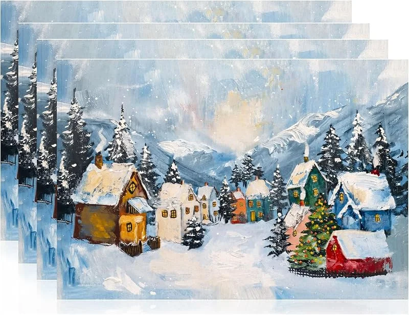 UJAUBKJOG Juego de mesa de Navidad, mantel individual de Navidad — Hogar y cocina