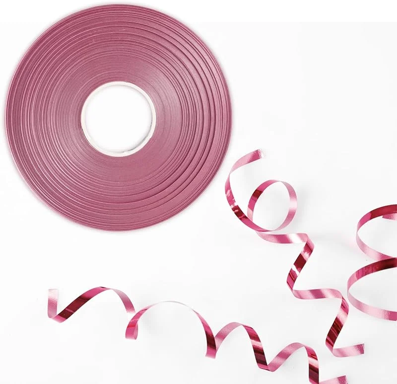 Cxryrzhe Cinta rizadora rosa brillante de 50 m para globos, cinta rizada con láser para envolver regalos, arte, manualidades, bodas, cumpleaños, fiestas y decoraciones de Navidad — Envoltorio regalo