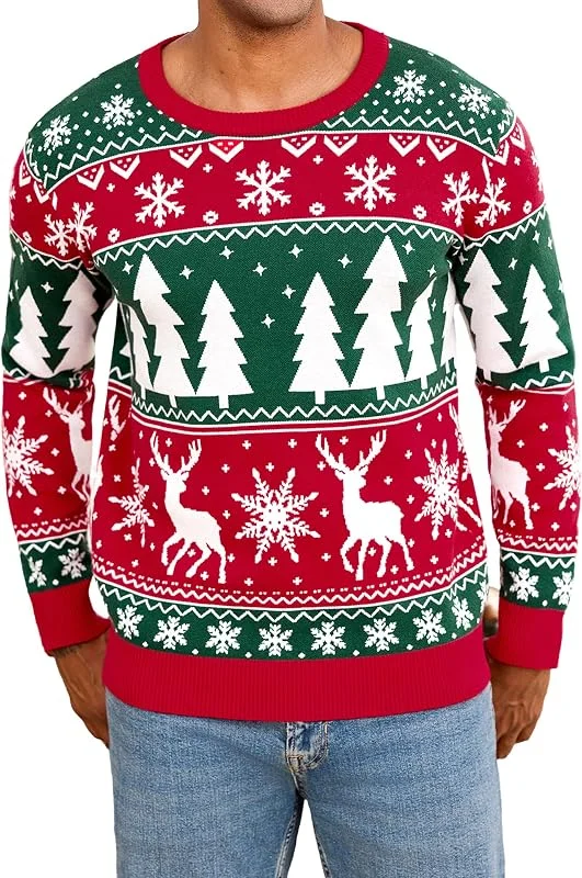 Visita la tienda de iClosam iClosam Suéter Navideño Hombre Estampado Manga Larga con Cuello Redondo — Ropa Navidad