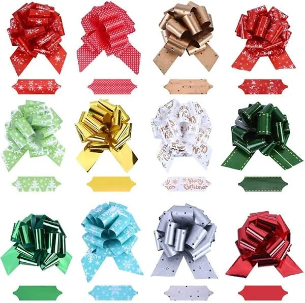 LOMIMOS 12 Piezas Lazos de Regalo de Navidad, Lazos de Regalo para Decoraciones de Regalo, Lazos de Navidad para Regalo de Floristería, Decoración de Cestas de Flores — Envoltorio regalo