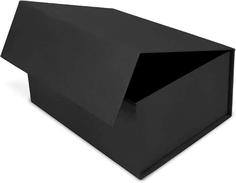 VerpackungsWelt Caja de regalo con tapa, 31 x 22 x 15 cm, Caja de regalo con cierre magnético, Perfecto para cumpleaños, boda, Navidad, nacimiento, embalaje de regalo en negro natural — Envoltorio regalo
