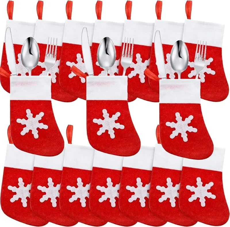 Visita la tienda de BOELLRUNO 30pcs Calcetines de Navidad Rojo Medias de Navidad Cubiertos Bolsillos Soporte para Bolsos Regalo Almacenamiento de Dulces Caramelos Decoración Colgantes de Árbol Navidad Funda de Cubiertos — Decoracion Navidad