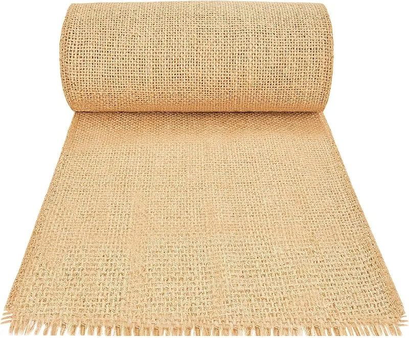 HEETA Cinta de yute natural 20 cm x 6 m, se puede cortar, decoración de mesa para fiestas al aire libre, bodas — Hogar y cocina