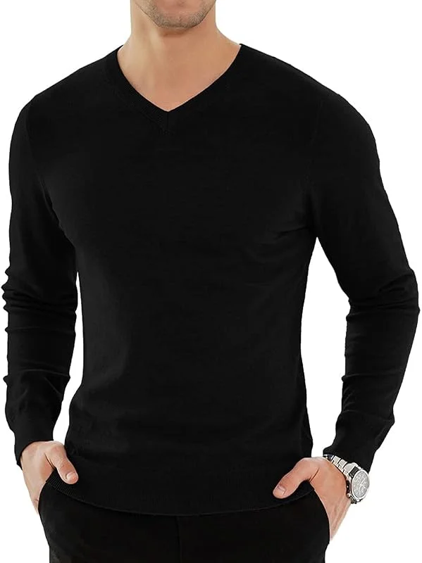 Visita la tienda de KUYIGO KUYIGO Hombres Liso V-Cuello Jumper Slim Fit de Punto Casual de Manga Larga suéter Jersey de Trabajo Suave Caliente Superior de la Oficina Inteligente S-XXL — Ropa Navidad