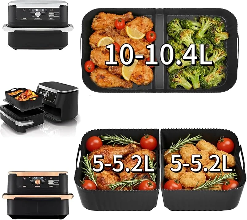 Pietuley 3PCS Moldes Silicona Freidora de Aire para Ninja Foodi FlexDrawer AF500EU 10, 4L, COSORI Dual Blaze TwinFry 10L, Accesorios Freidoras de Aire para Ninja AF500EUCP Horno Bandeja (Negro) — Hogar y cocina