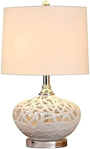 Generic Lámpara de Mesa Romántica para Mesita de Noche, Dormitorio, Sala de Estar, Boda, Lámpara de Mesa Creativa de Cerámica Blanca Tipo Nido, Lámparas de Escritorio para el Hogar, Dormitorio — Cena a la luz de velas