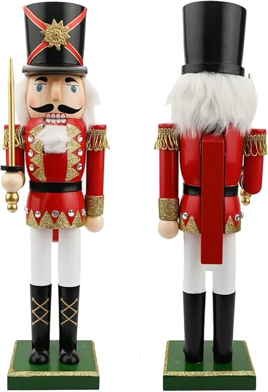 Jodsen Grande Soldado Cascanueces de Madera de Navidad 38cm, 15inchs Figuras de Marionetas Adornos Cascanueces de Navidad Adornos de Navidad para Decoración Tradicional del Árbol de Navidad Festival — Decoracion Navidad