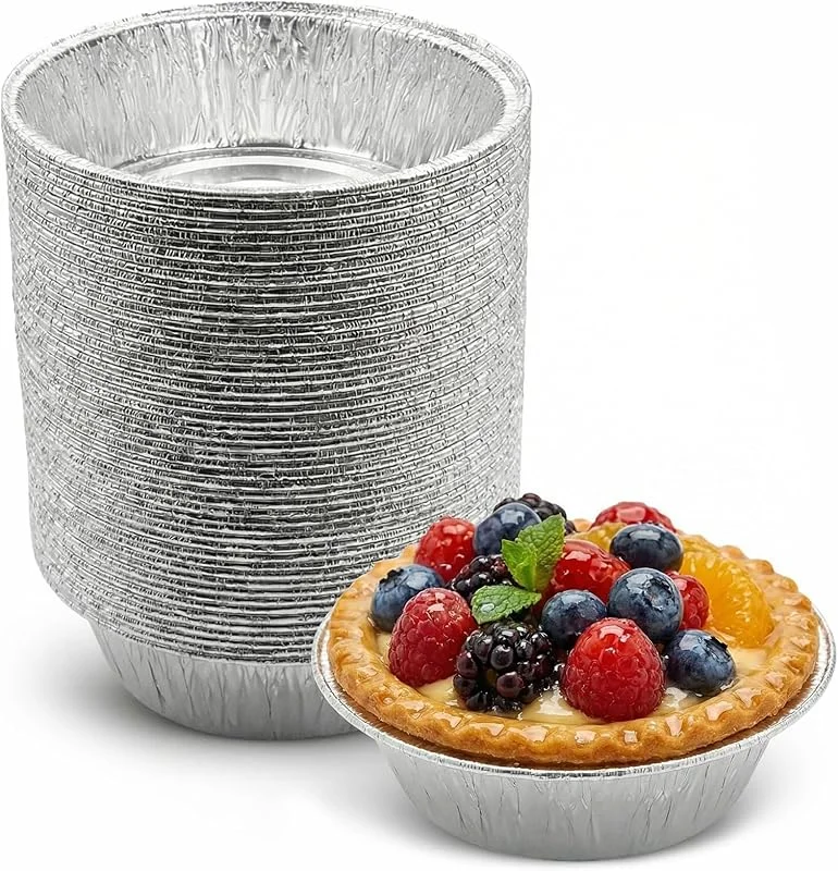 Milaloko Paquete de 50 platos de papel de aluminio para tartas (11 x 3, 3 cm) – Bandejas redondas pequeñas de papel de aluminio desechables para pasteles, quiche, pasteles y pasteles — Hogar y cocina