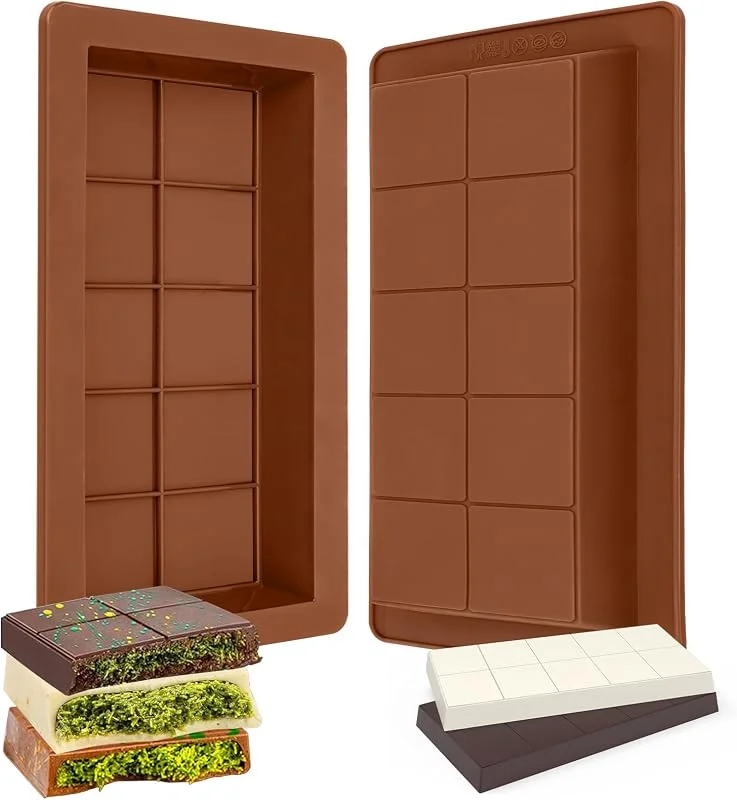 Bomtop 2 Piezas Molde de Chocolate Dubai, Tableta en Silicona, Moldes Antiadherentes para Navidad, Cumpleaños, Halloween — Hogar y cocina