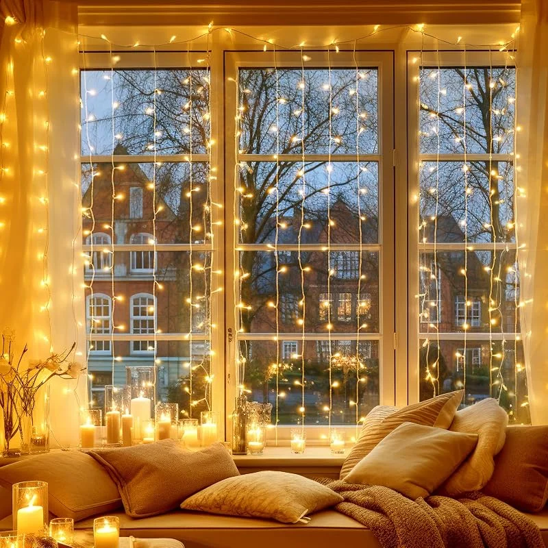 Visita la tienda de Avoalre Avoalre Cortina de Luces LED 6 * 3M 600 LED, Blanco Cálido — Luces Navidad