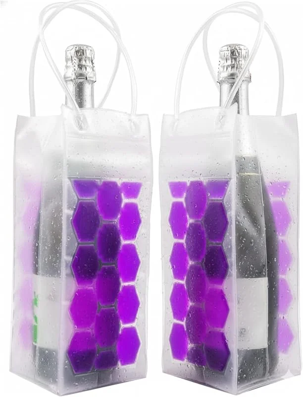 Visita la tienda de HI FINE CARE Bolsa enfriadora de vino, bolsa de hielo para botella de vino y cerveza (paquete de 2) enfriamiento instantáneo y mantiene tu bebida fría, mantiene fresca y fría, vino champán (morado) — Vino y mesa festiva