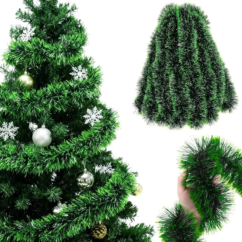 Dajidafu 4 guirnaldas de Navidad, 5 m, guirnalda de abeto artificial, guirnalda de Navidad, decoración de Navidad, guirnalda de abeto para escaleras, chimeneas, interiores y exteriores — Decoracion Navidad