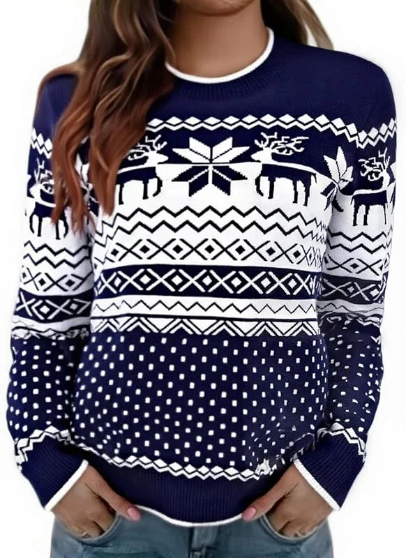 Visita la tienda de Jahetuul Jersey Navidad Parejas de Punto con Reno y Copos — Ropa Navidad