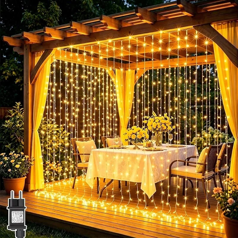 Visita la tienda de Dekofun Cortina de Luces con Enchufe, 3Mx3M 300LED Blanco Cálido — Luces Navidad