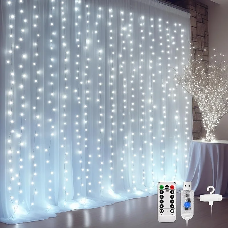 DazSpirit Luces de Cadena de Cortina, 3mx3M 300 LED Cortina Luces Navidad