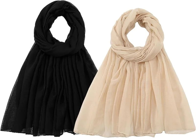 FOSDICK Bufanda Mujer, Larga Pañuelos Mujer, Bufandas de Algodón Lino, Fular Mujer, Suave y Ligera Pañuelo, Elegante Foulard mujer Color Sólido para Primavera Otoño Invierno — Ropa Navidad