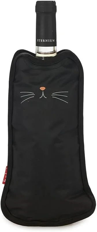 Visita la tienda de Balvi Balvi Enfriador de botellas de vino Meow Color negro Funda enfriadora en forma de gato Con bandas elá — Vino y mesa festiva