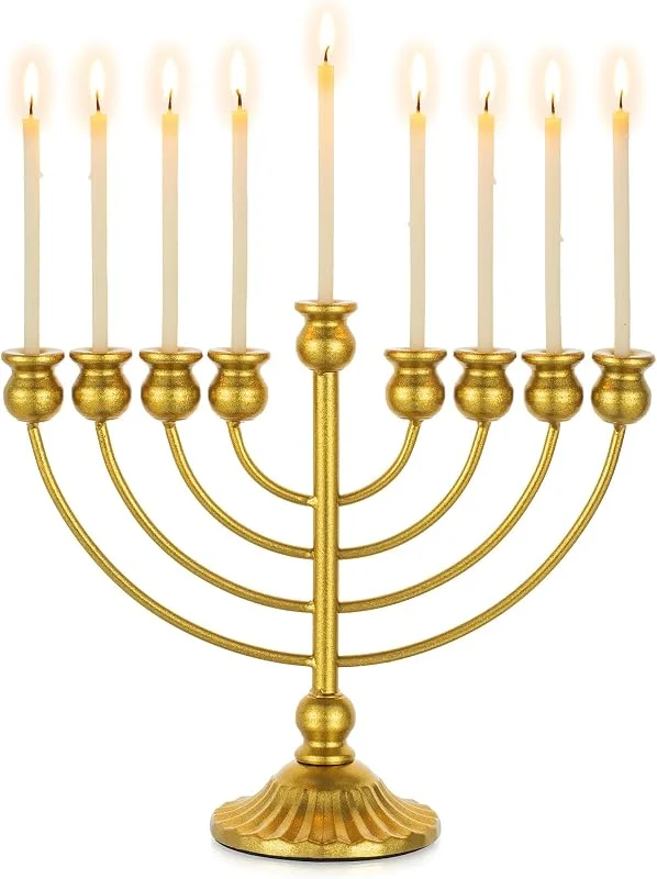 Visita la tienda de Sziqiqi Sziqiqi Hanukkah Menorah 9 Brazos, 26 cm de Altura — Cena a la luz de velas