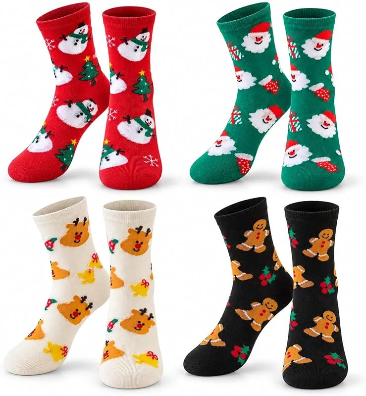 LGZIN 4 Pares Calcetines Navideños Mujer Hombre, Calcetines de Navidad Unisex — Decoracion Navidad