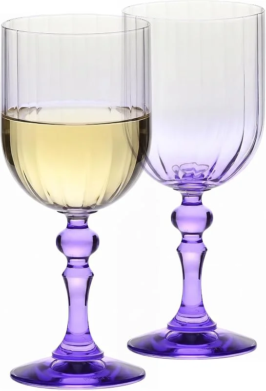 Visita la tienda de Krosno KROSNO Copas de Vino Tinto 2 x 300 ml, Pie Violeta, Colección Bubble — Vino y mesa festiva