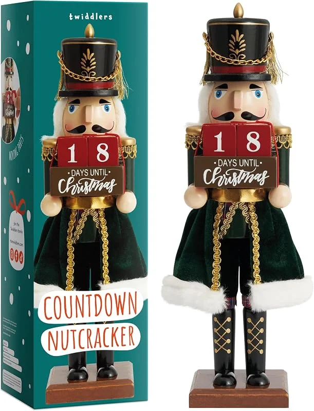 Visita la tienda de THE TWIDDLERS THE TWIDDLERS Figura Cascanueces Navidad con Cuenta Atrás de Madera 30 cm — Decoracion Navidad